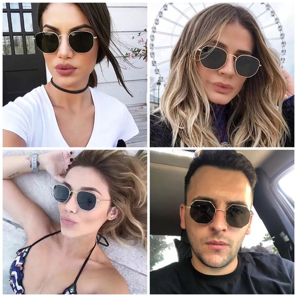 KINGSEVEN Retro Hexagon Green & Gold Polarized Sunglasses - Picture 3 of 16